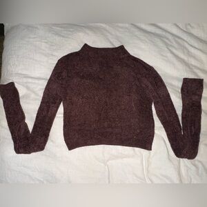 Brown fuzzy crop top size Medium